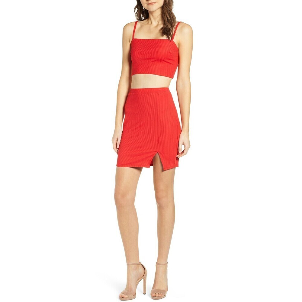 Leith Ribbed Mini Length Skirt Red Size XL $45 waist 30 inches